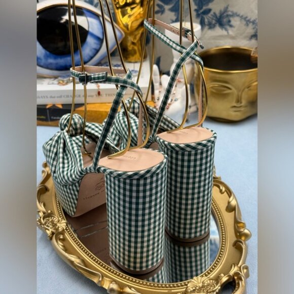 🆕 LOEFFLER RANDALL 🧿 NWOB Roz Platform Sandal, Mint Green Gingham - Sz US 7 - Picture 9 of 14